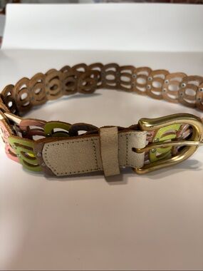 Fossil Multicolor Cutout Leather Belt with Brass Buckle